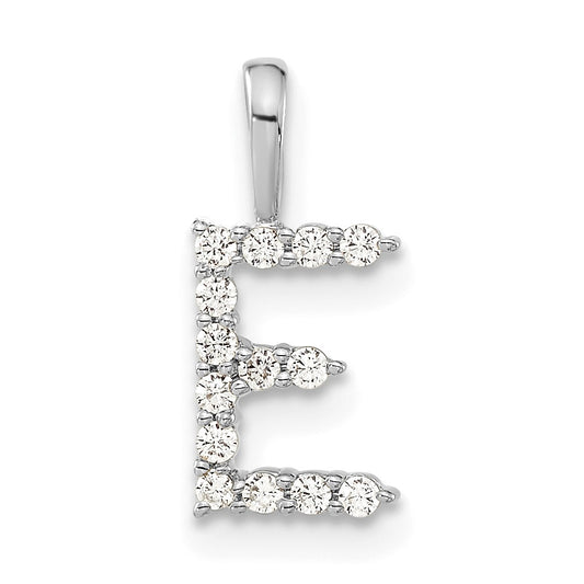 14k White Gold 1/8 carat Lab Grown Diamond VS/SI+ G+ Letter E Initial Pendant
