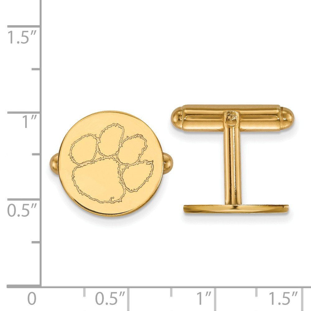 Sterling Silver Gold-plated LogoArt Clemson University Tiger Paw Cuff Links QGP012CU