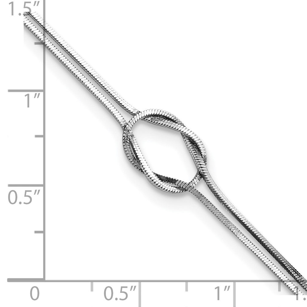 Sterling Silver RH-plated Fancy Loop 9in Plus 1in ext Anklet 9 inches