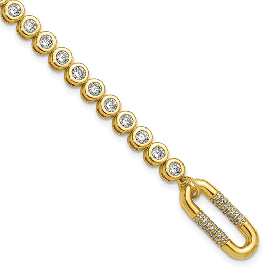 Sterling Shimmer Sterling Silver Gold-tone Flash Gold-plated CZ 113 Stone 7 inch Bracelet 7 inches