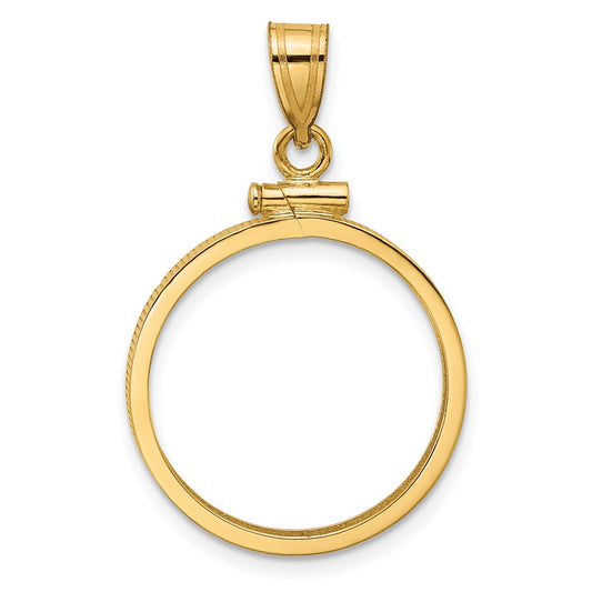 Wideband Distinguished Coin Jewelry 14k Polished 20.0mm x 2.1mm Screw Top Coin Bezel Pendant