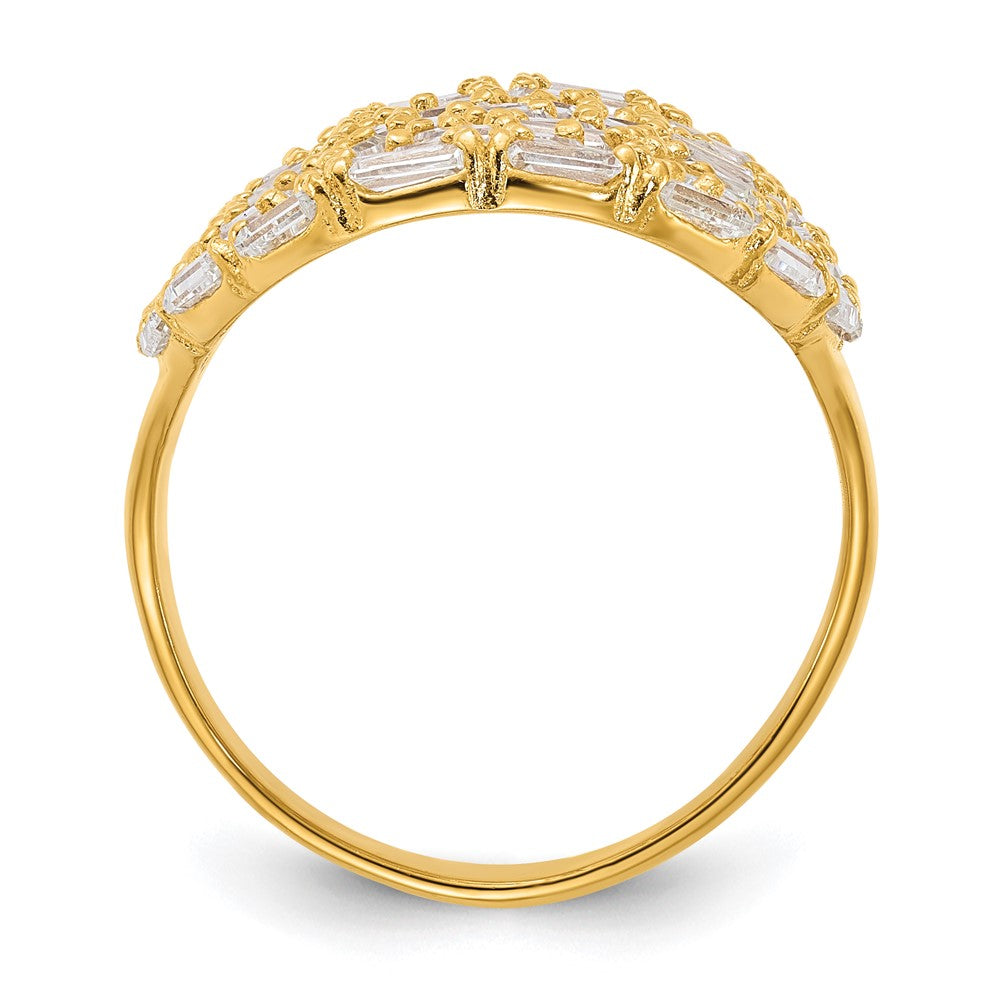 Sterling Silver Gold-plated Oval Baguette Crystal Size 9 Ring