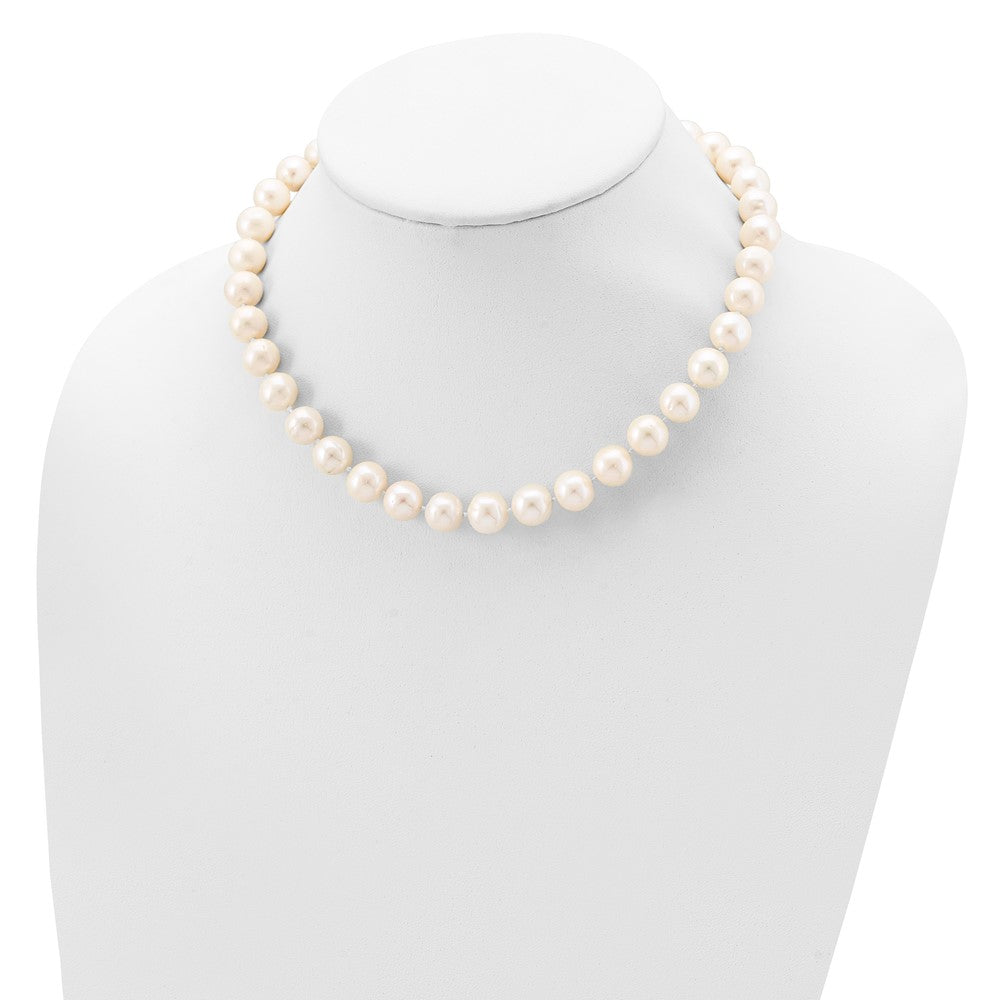 Sterling Silver Rhodium-plated 10-11mm White Near-Round Freshwater Cultured Pearl 20 inch Necklace 20 Inches