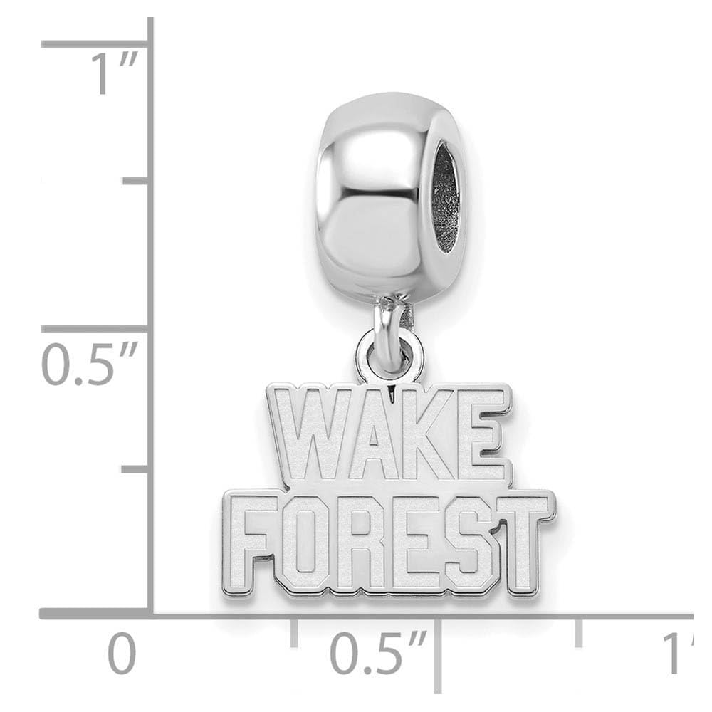 Sterling Silver Rhodium-plated LogoArt Wake Forest University W-F Deacon Extra Small Dangle Bead Charm