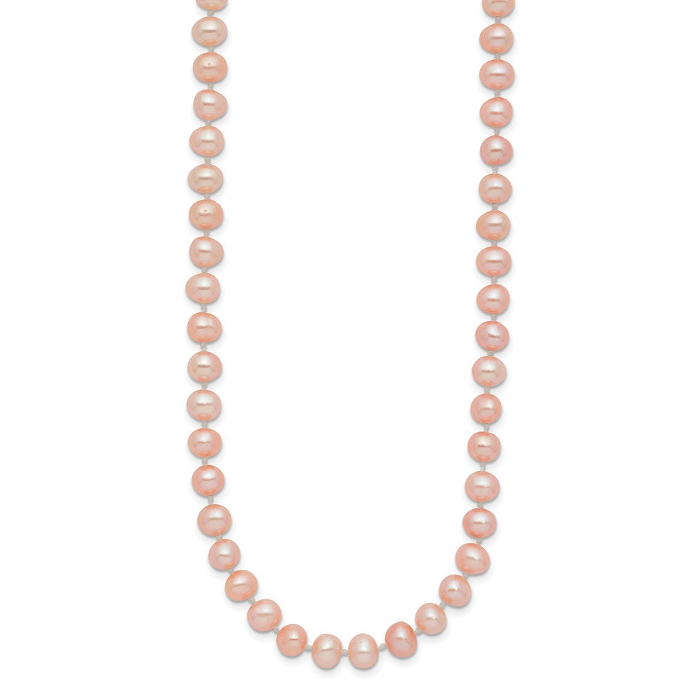 14k 5-6mm Pink Near-Round Freshwater Cultured Pearl 24 inch Necklace