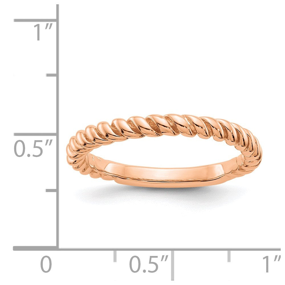 14k Rose Gold Polished Twisted Band Size 7