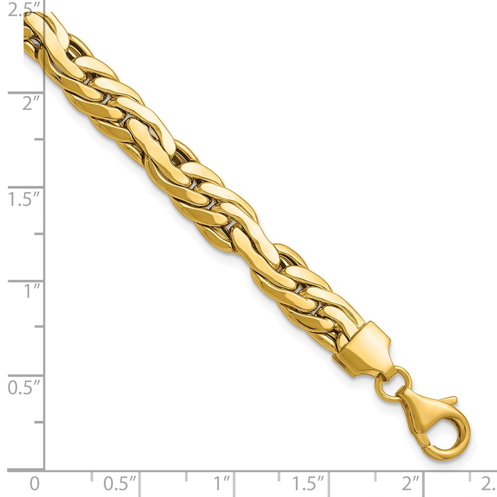 14K Polished 7.5mm Fancy Link Bracelet 7.5  inches