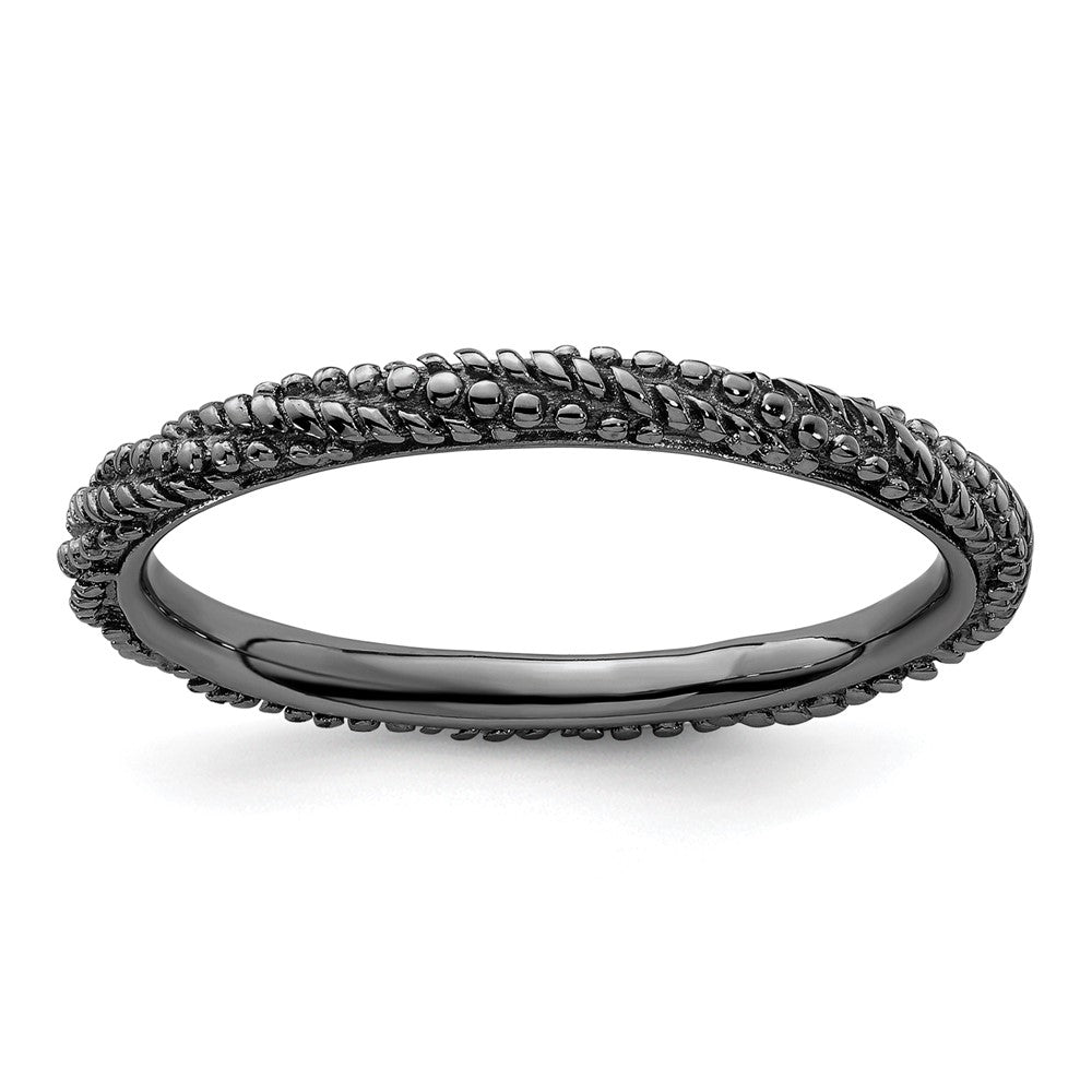 Sterling Silver Stackable Expressions Polished Ruthenium Plated Ring Size -6