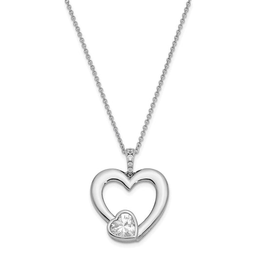 Sterling Silver CZ Antiqued Mother Of The Groom 18in. Necklace
