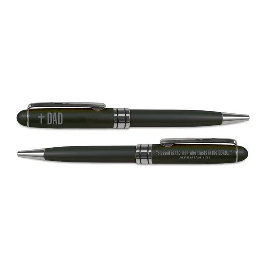 Lighthouse Christian Products Dad Cross And Verse Black Twist Pen in Kraft Gift Box
