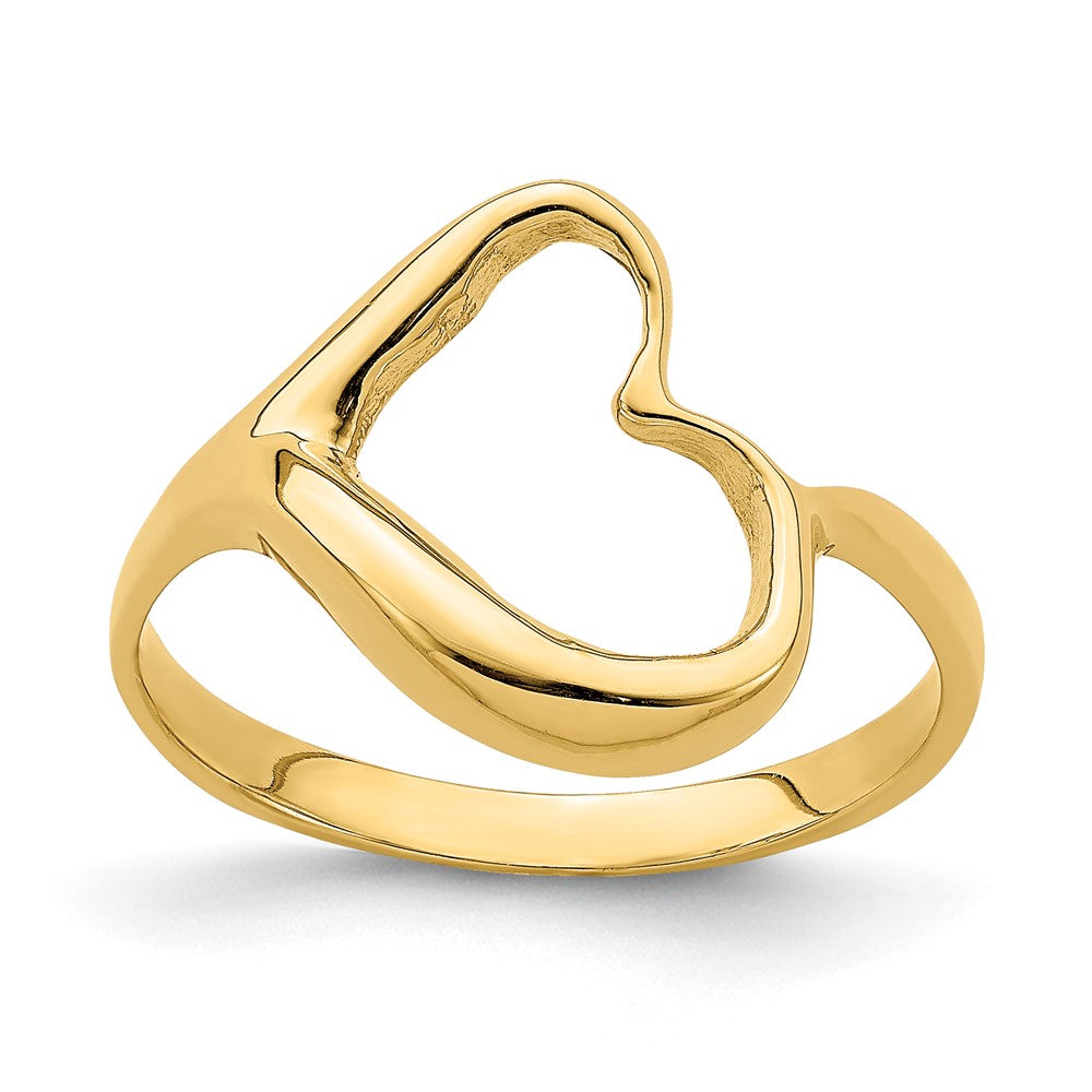14K Tilted Heart Ring Size 6