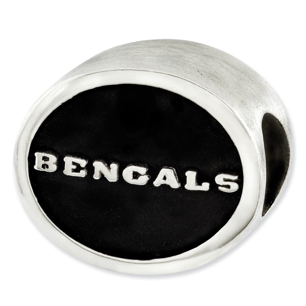 Sterling Silver LogoArt Enameled Cincinnati Bengals NFL Bead