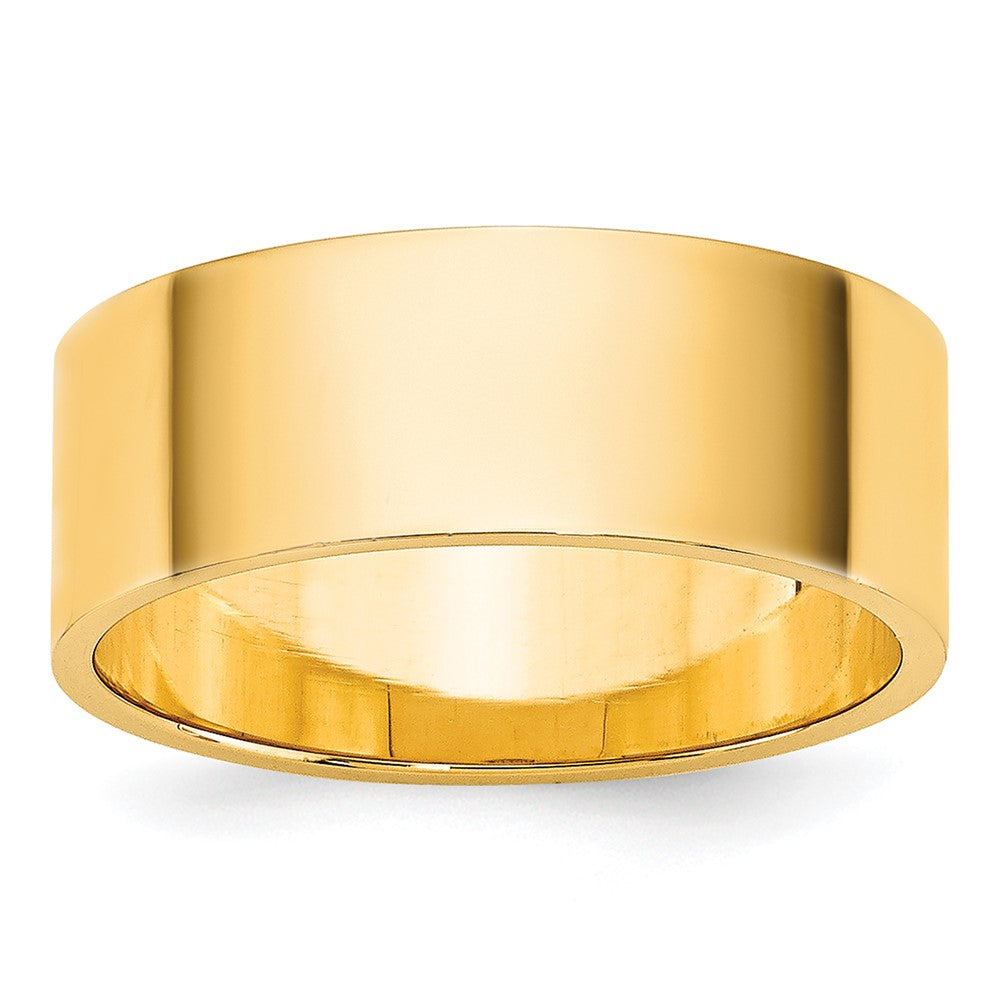 14k Yellow Gold 7mm Lightweight Flat Wedding Band Size 9