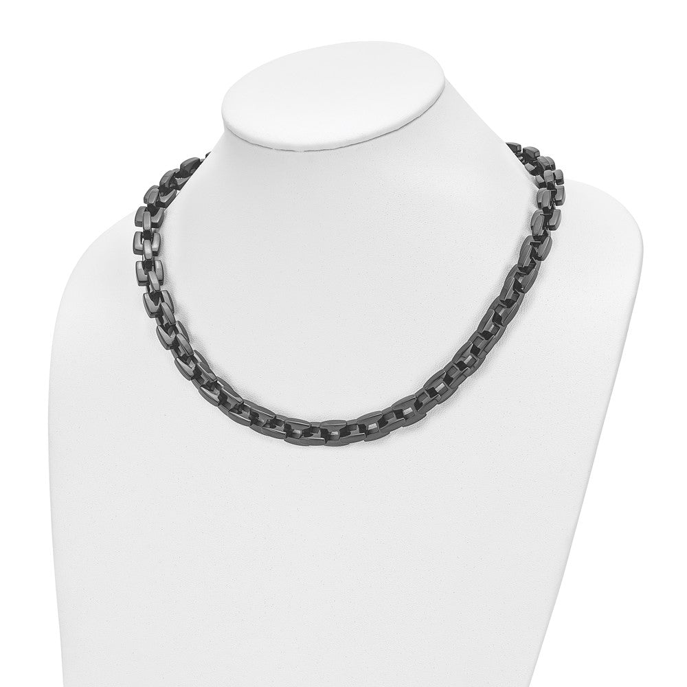 Stainless Steel Polished Black IP-plated 20.5in Link Necklace