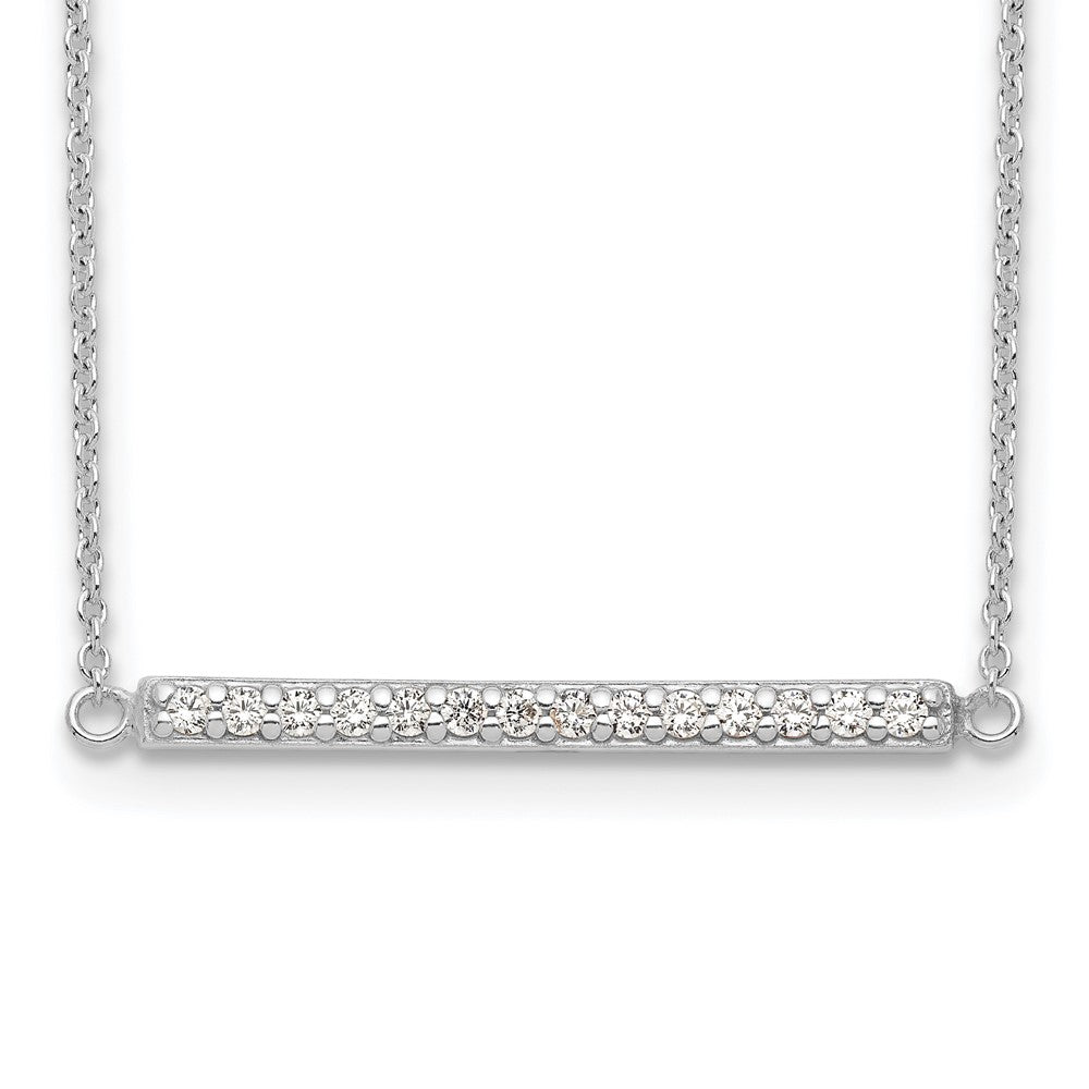 Sterling Silver CZ Bar Necklace 16.5 Inches