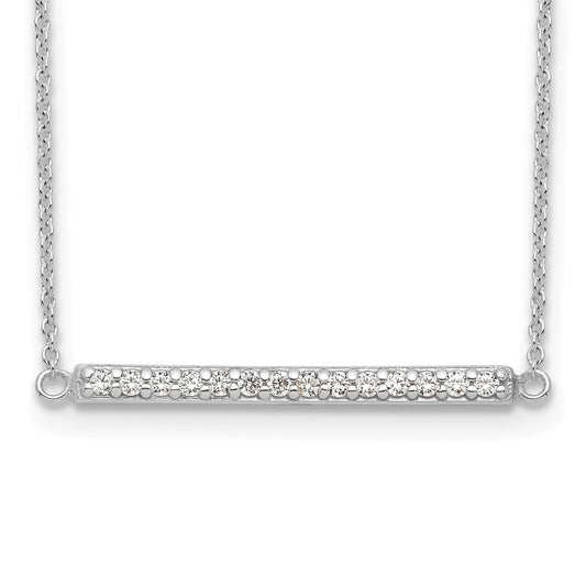 Sterling Silver CZ Bar Necklace 16.5 Inches