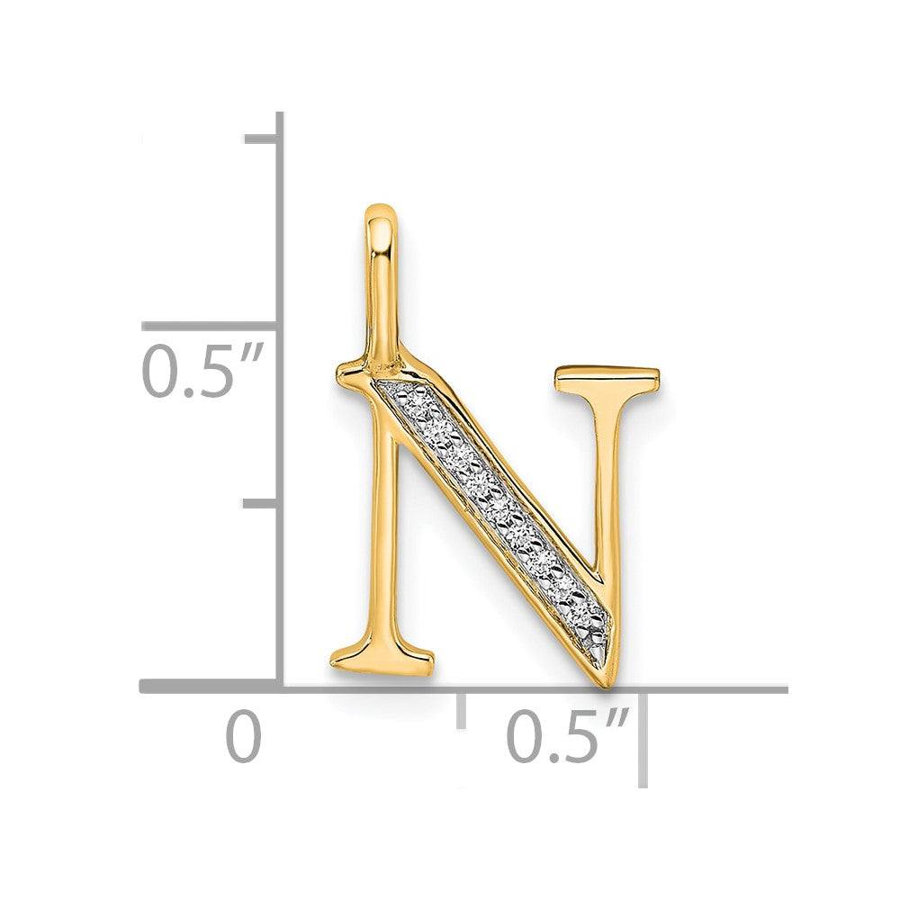 14k Diamond Letter N Initial Pendant