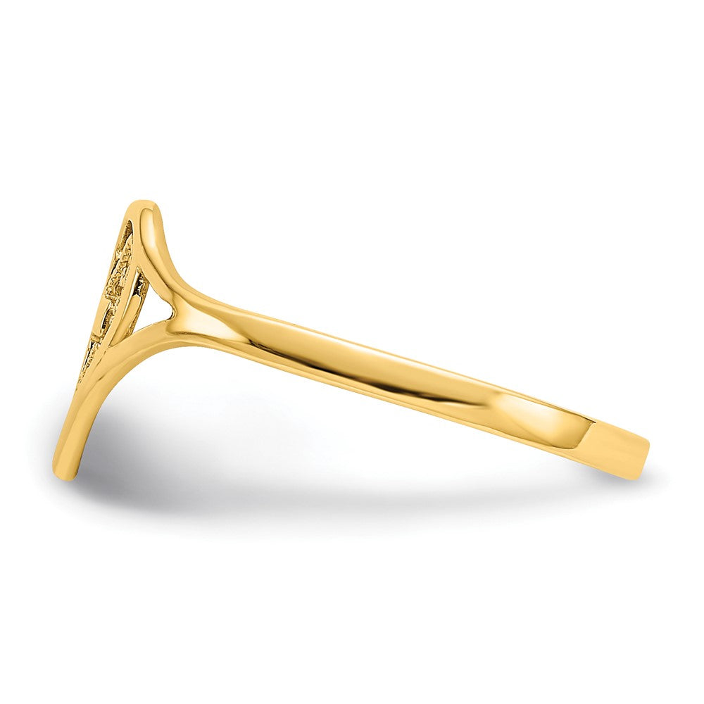 14k Polished Heart w/ Cross Ring Size 6.75