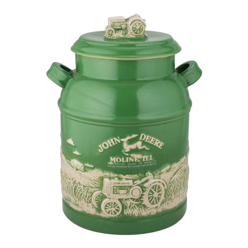 John Deere Milk Can Stoneware Tractor Cookie Jar