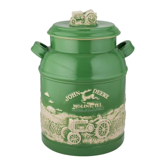 John Deere Milk Can Stoneware Tractor Cookie Jar