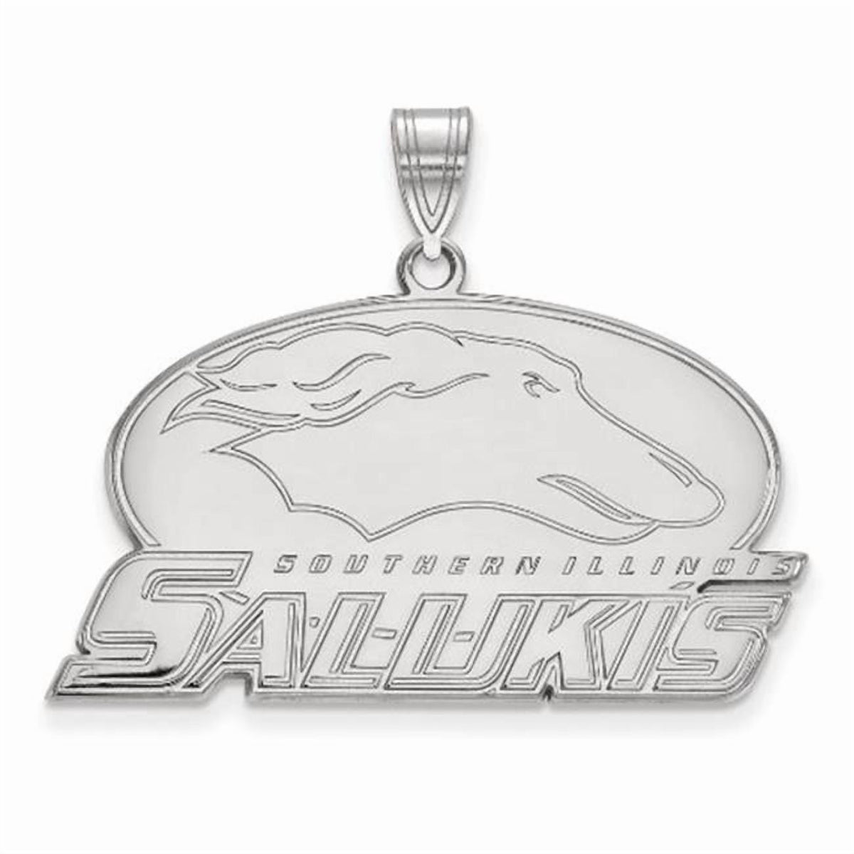 Sterling Silver Rhodium-plated LogoArt Southern Illinois University Salukis Large Pendant QSS016SIU