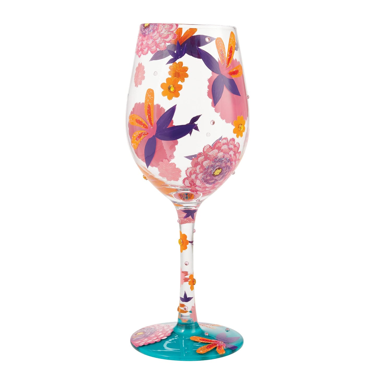 Lolita Funky Florals Wine Glass 9 in H