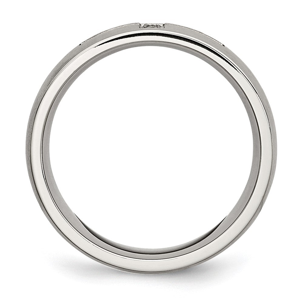 Stainless Steel Brushed w/CZ Cross 7.75mm Band Size - 10.5