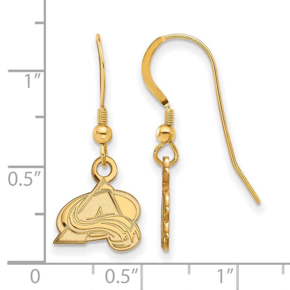 Sterling Silver Gold Plated NHL LogoArt Colorado Avalanche Dangle Earrings