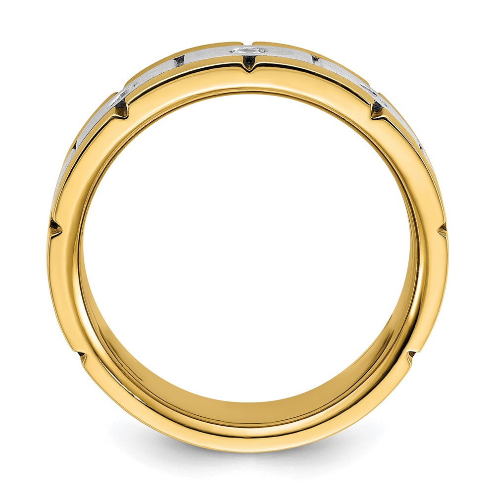 IBGoodman 14k Two-tone 1/6 carat Lab Grown Diamond VS/SI+ G+ Three Stone Complete Men's Ring