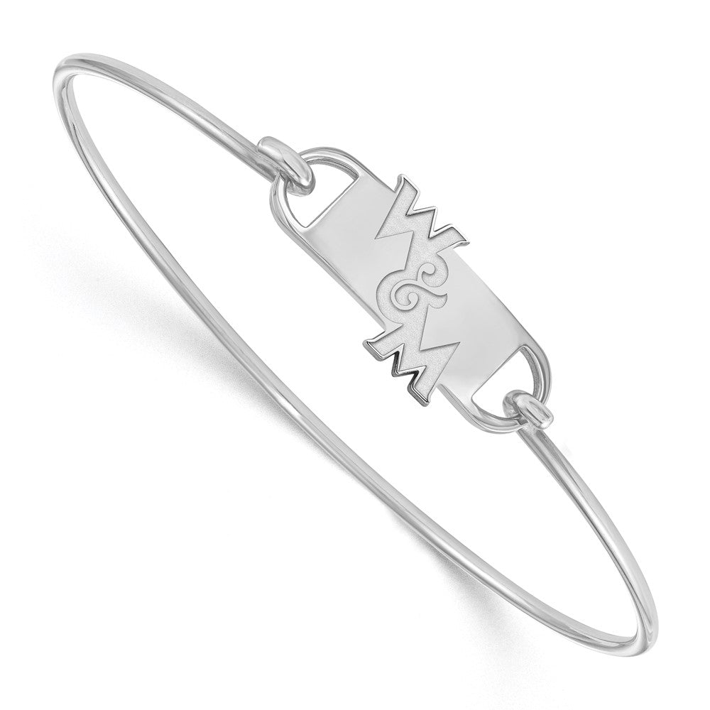 Sterling Silver Rhodium-plated LogoArt College of William and Mary Small Center 7 inch Wire Bangle