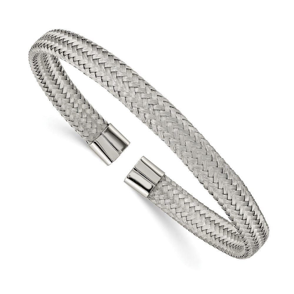 Stainless Steel Polished 6mm Mesh Wire Cuff Bangle 7 inches