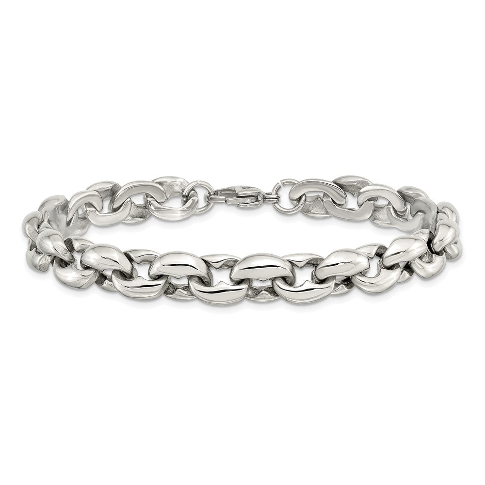 Stainless Steel Polished Oval Link 8.25in Bracelet 8.25 inches
