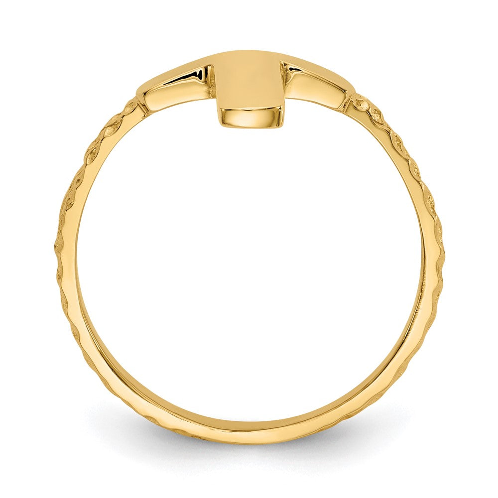 14k Polished Textured Cross Ring Size 7