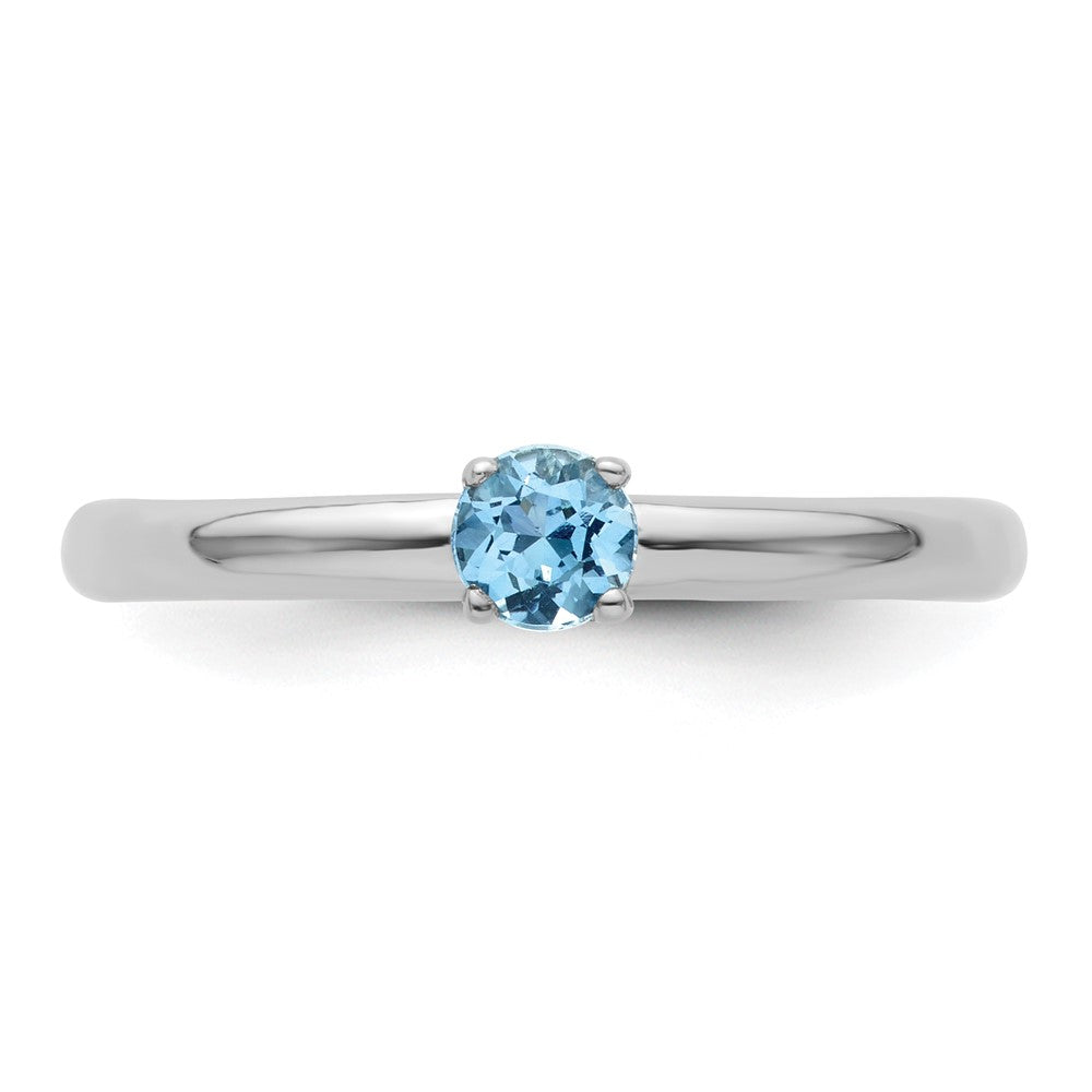 Sterling Silver Stackable Expressions Rhodium Blue Topaz Ring