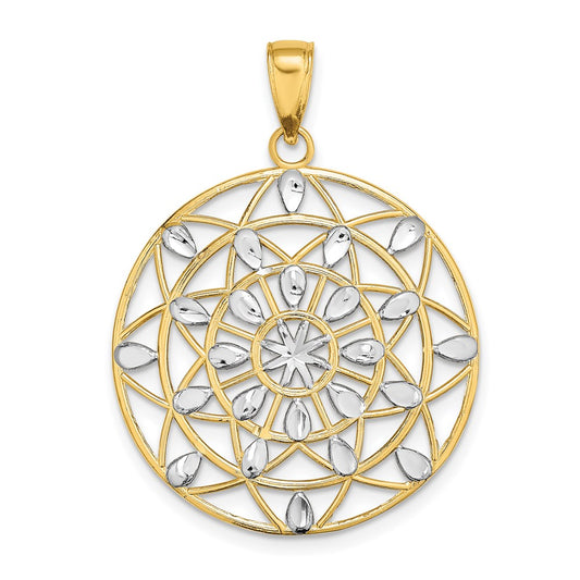 14K w/White Rhodium Cut-Out Diamond-cut Charm