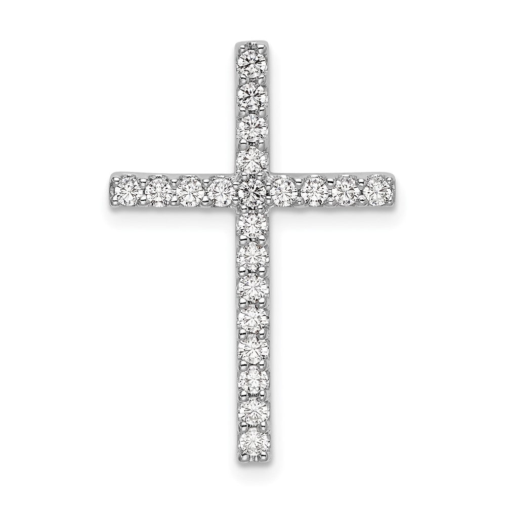 10k White Gold 1/2 carat Lab Grown Diamond VS/SI+ G+ Cross Chain Slide Pendant