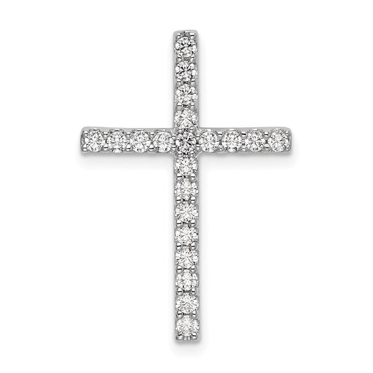 10k White Gold 1/2 carat Lab Grown Diamond VS/SI+ G+ Cross Chain Slide Pendant