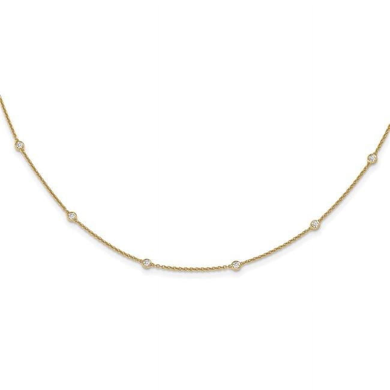 14k Complete 1/2 carat Bezel-set Diamond and Cable Chain 20-Station 20 inch Necklace