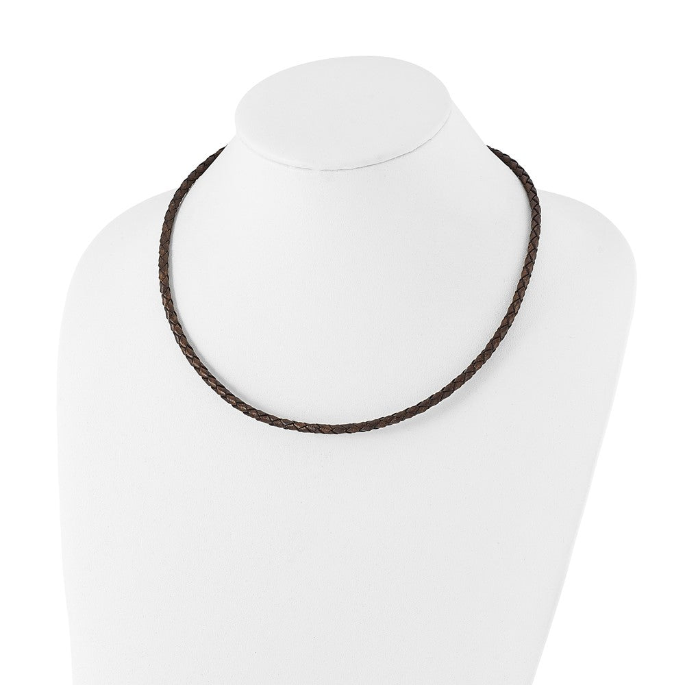 4mm Genuine Leather Hexagon Weave 18in Necklace