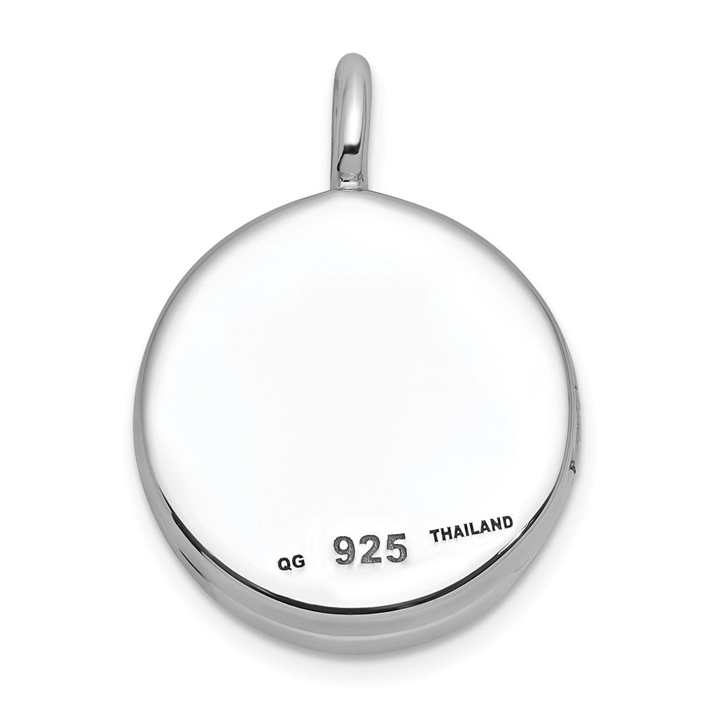 Sterling Silver Rhodium-plated Polished Heart On 10mm Round Locket