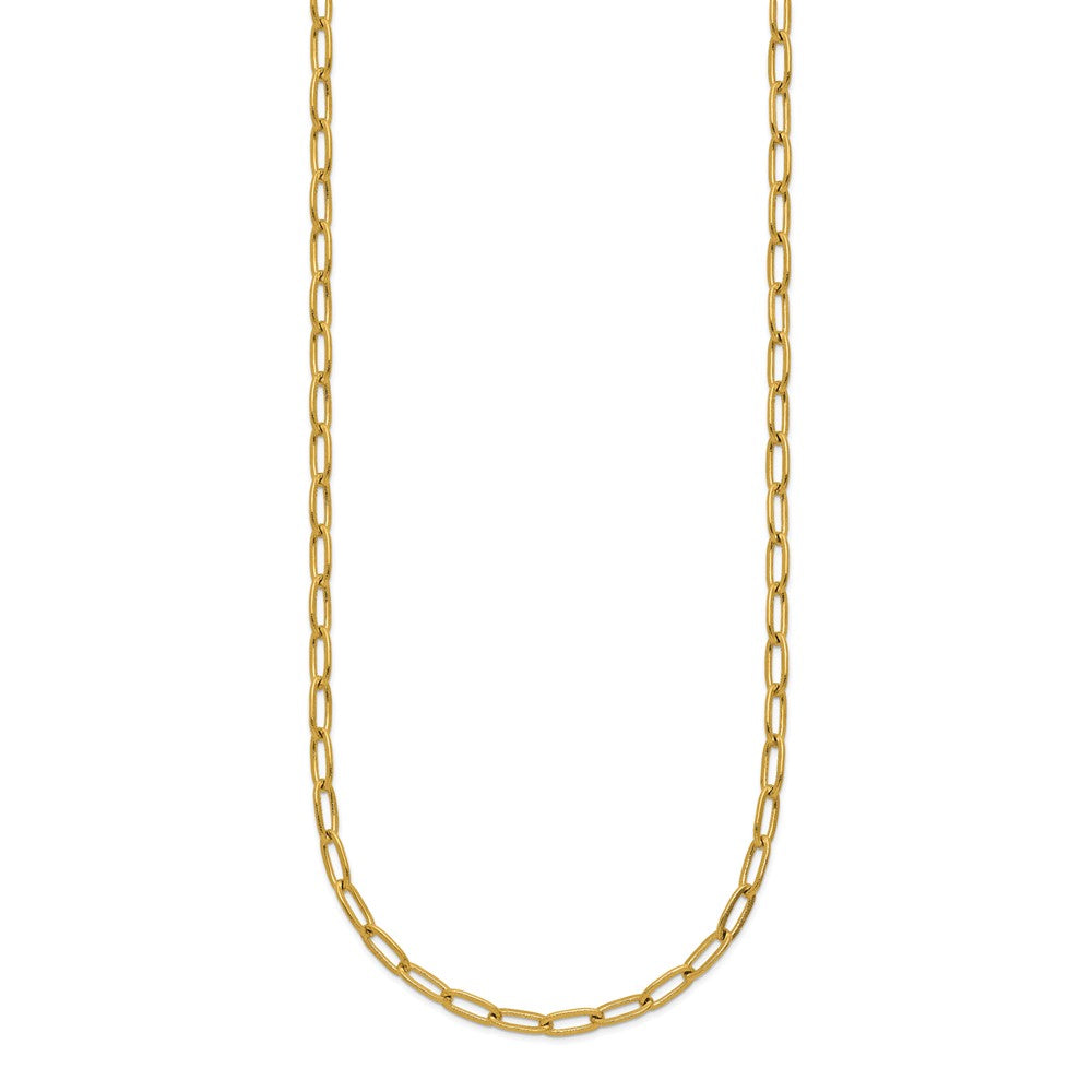 Stainless Steel Polished Yellow IP Paperclip Link 15in w/2in ext Necklace