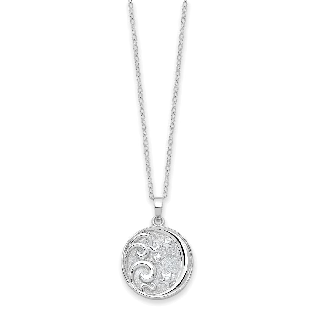 Sentimental Expressions Sterling Silver Rhodium-plated Antiqued Goodnight Ash Holder 18 Inch Necklace 18 Inches