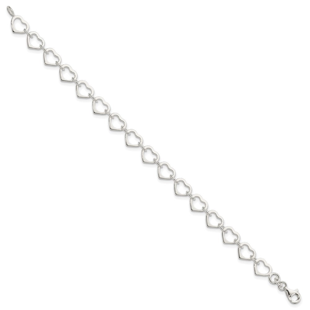 Sterling Silver Polished Heart Bracelet 7 inches
