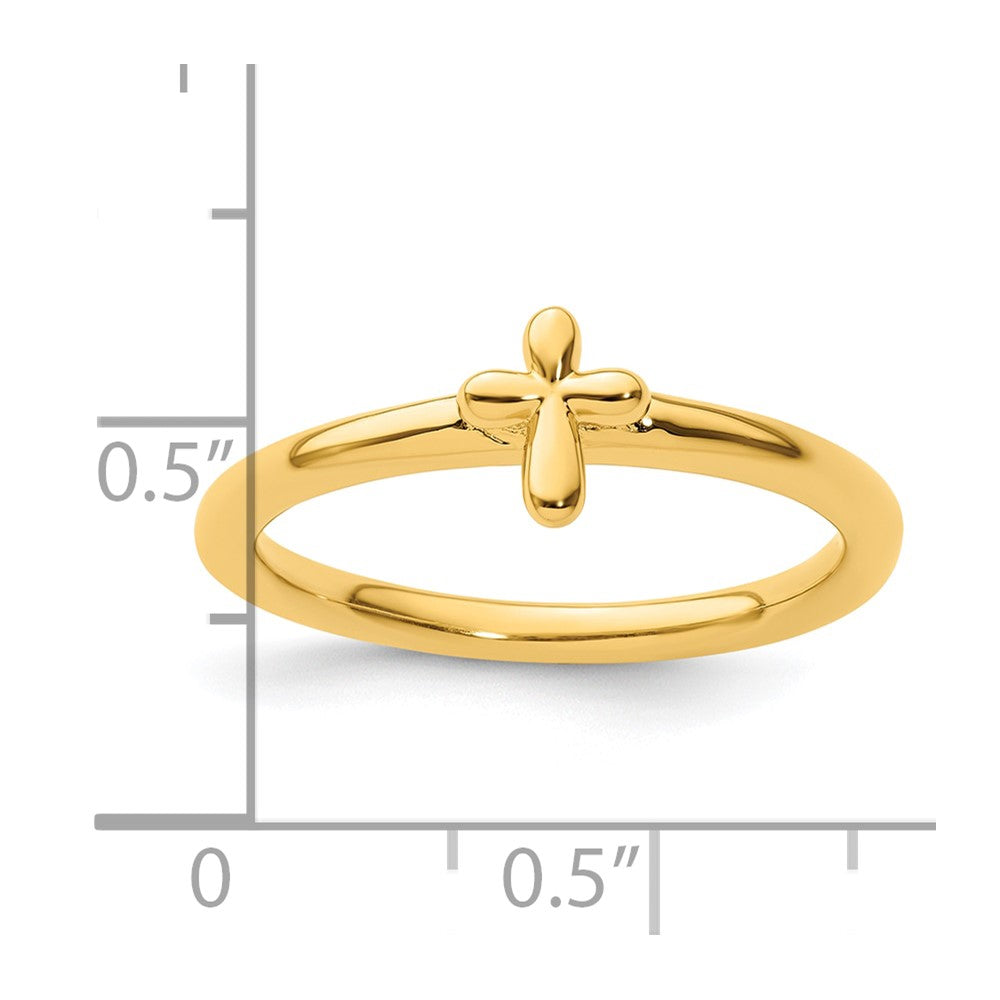 Sterling Silver Stackable Expressions Gold-plated Cross Ring Size -10