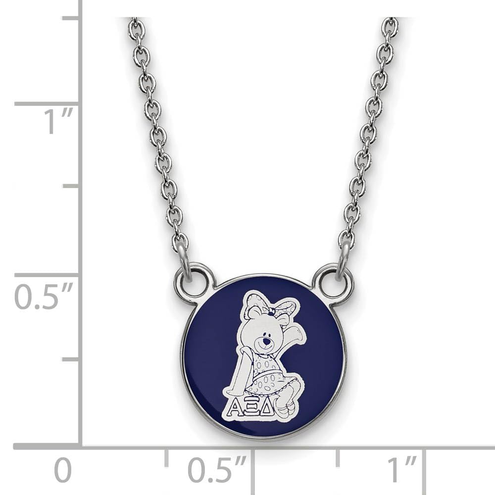 LogoArt Sterling Silver Alpha Xi Delta Extra Small Enameled Pendant Necklace With 18 Inch