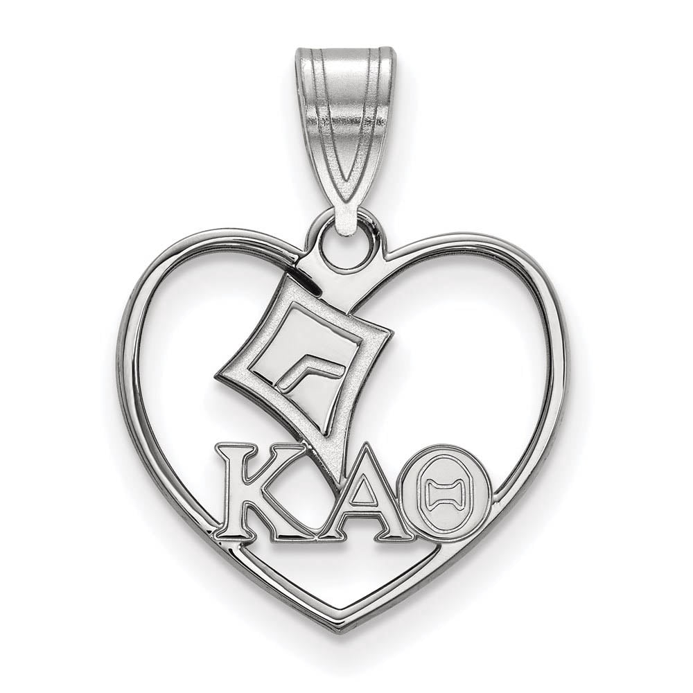 Sterling Silver Official Licensed Greek Sororities Kappa Alpha Theta (???) Heart Pendant