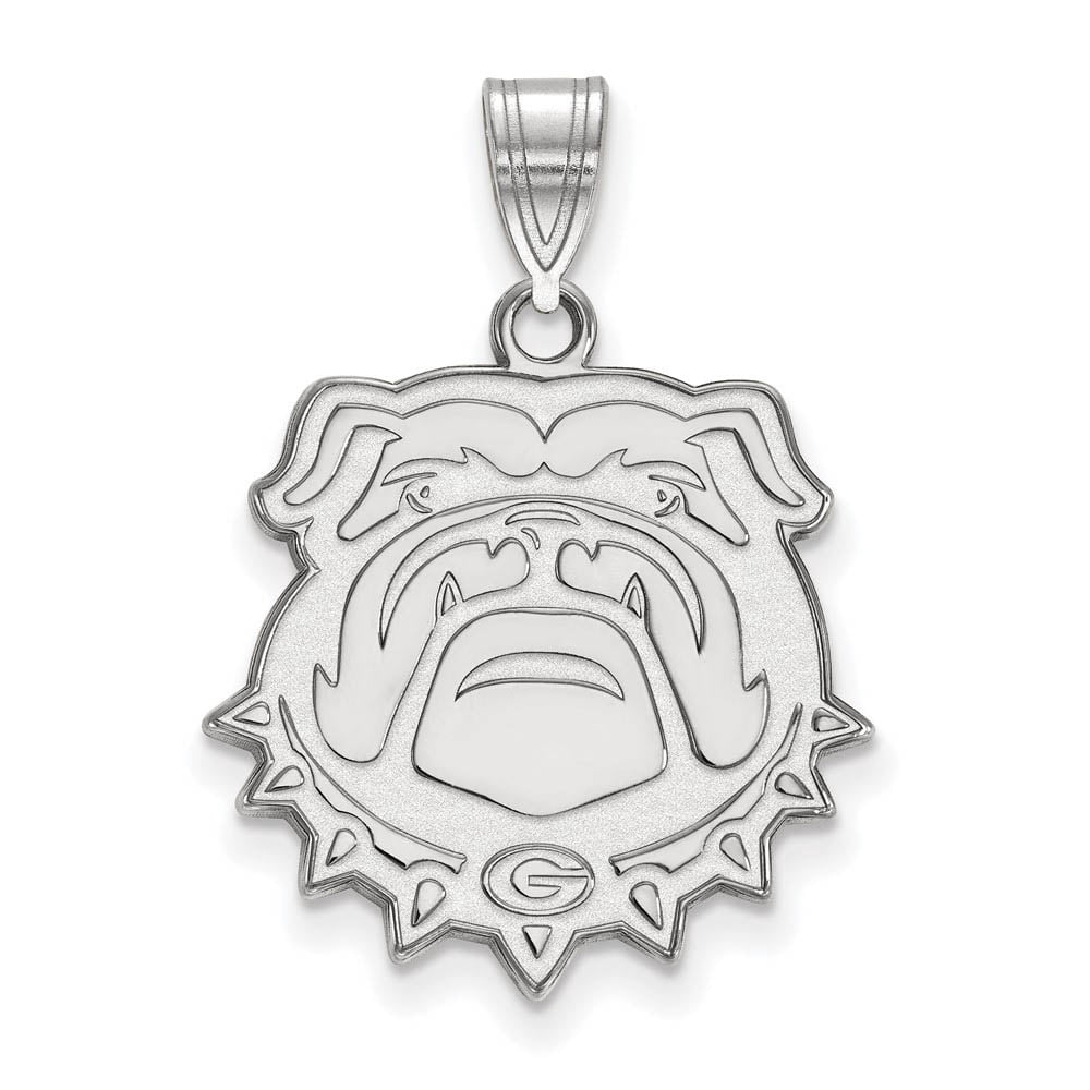 Sterling Silver Rhodium-plated LogoArt University of Georgia Bulldog Large Pendant Q-SS072UGA