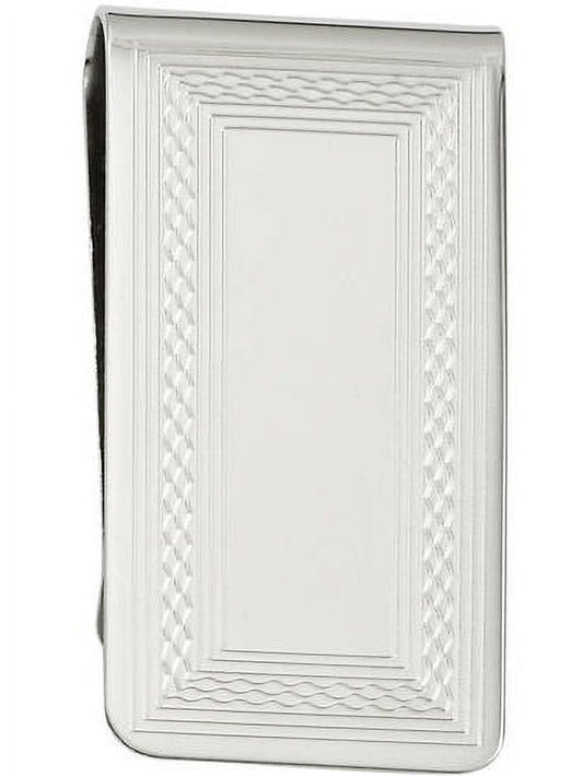 Primal Steel Rhodium-Plated Patterned Border Money Clip
