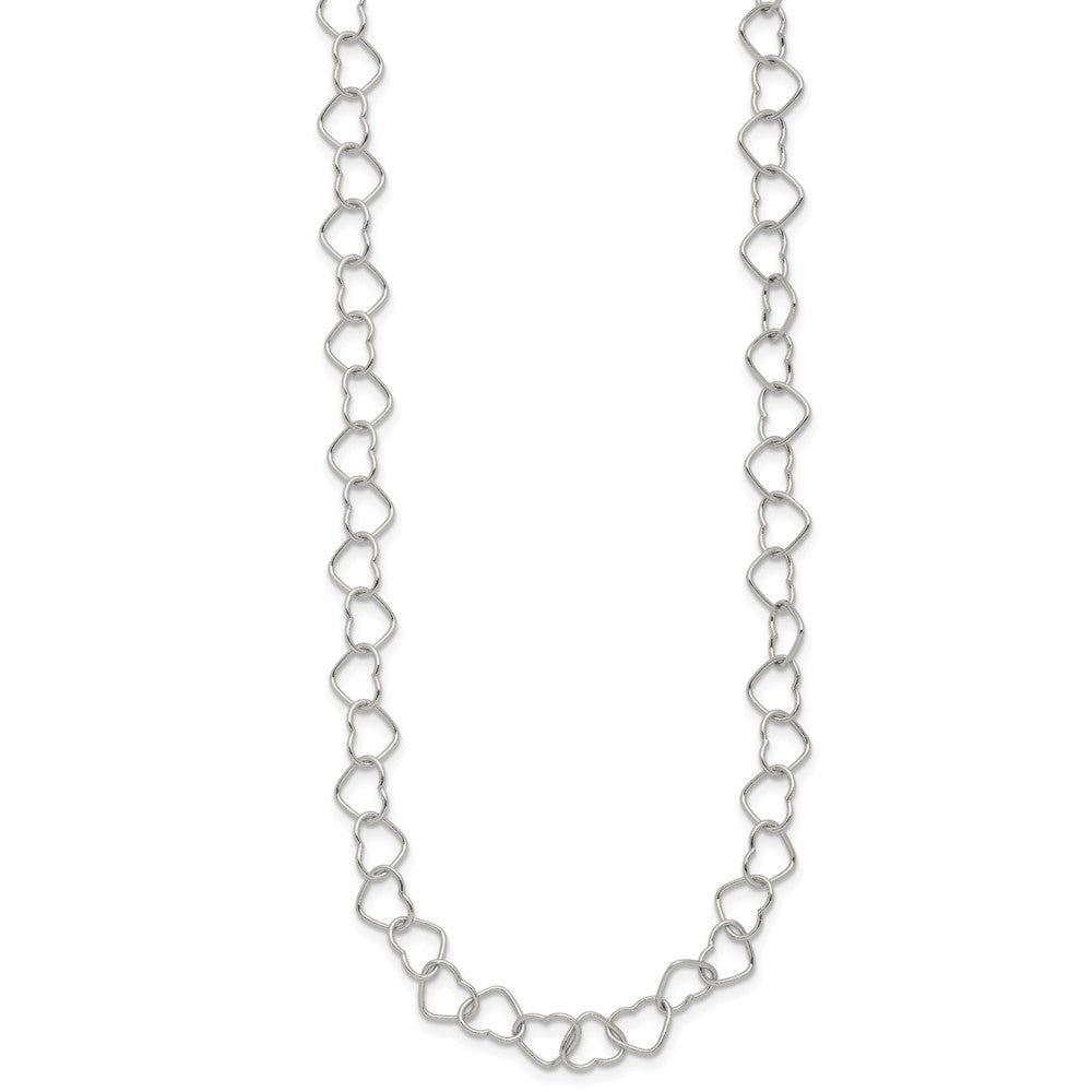 Sterling Silver 18inch Polished Fancy Heart Link Necklace 18 Inches