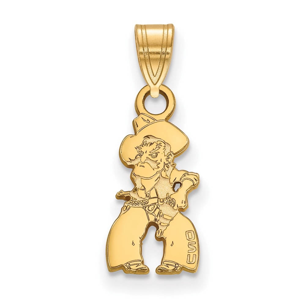 Sterling Silver Gold-plated LogoArt Oklahoma State University Cowboy Small Pendant Q-GP060OKS